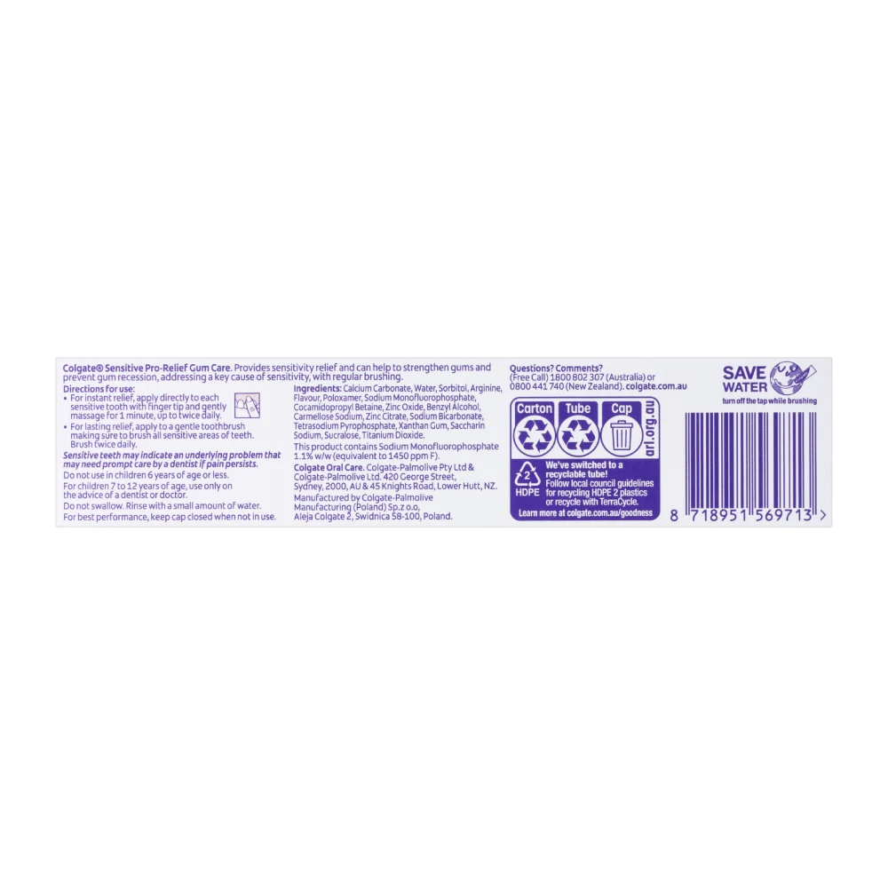 Colgate Sensitive Pro Relief Toothpaste 110g, Gum Care - Image 3