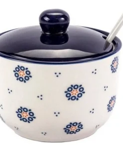 Sugar bowl with spoon Ceramic lid Folklore Universal sugar bowl